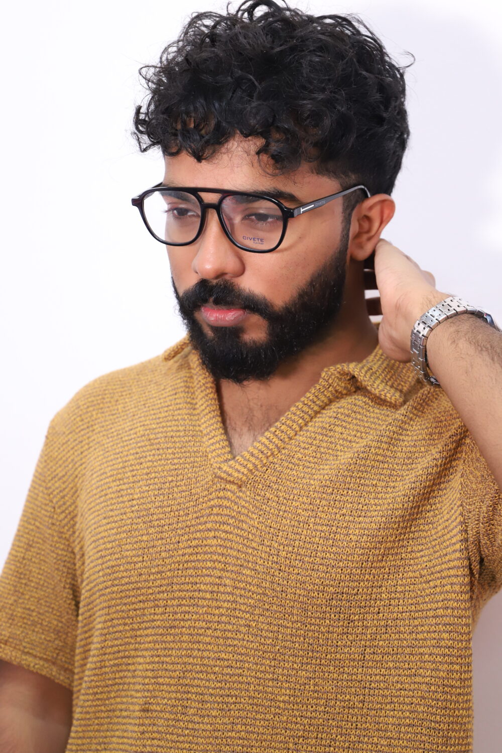 Matte Blue Rectangular Eye Frame - Image 4